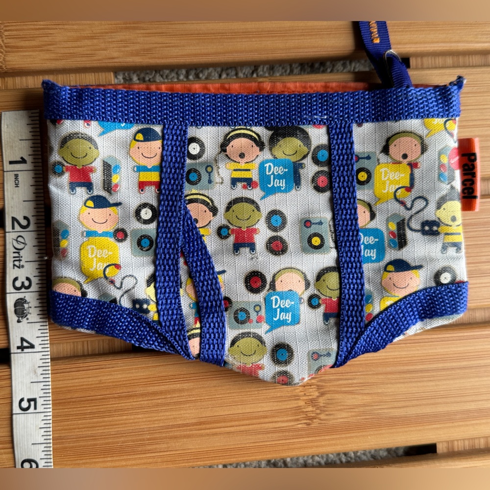 Cute vintage dj makeup bag with records